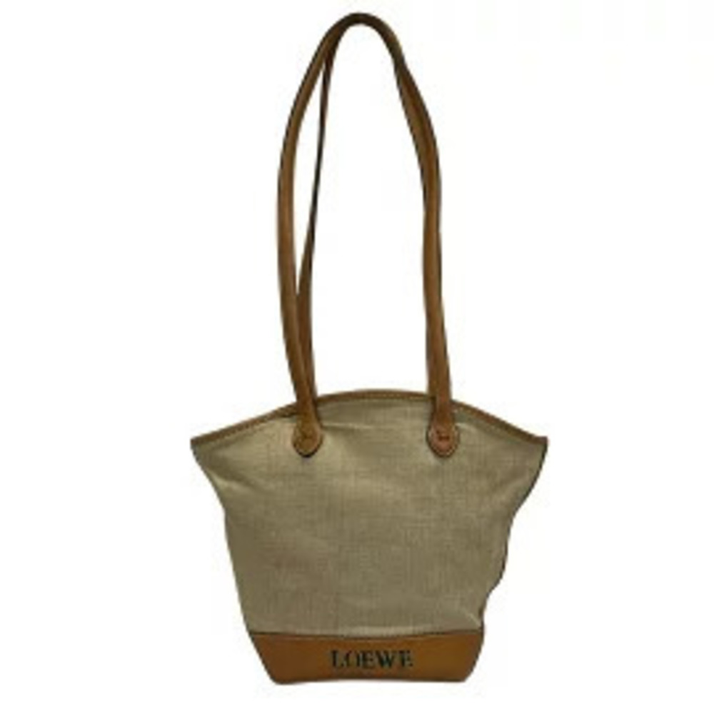 Loewe Tote Bag Beige Cream x Brown Leather